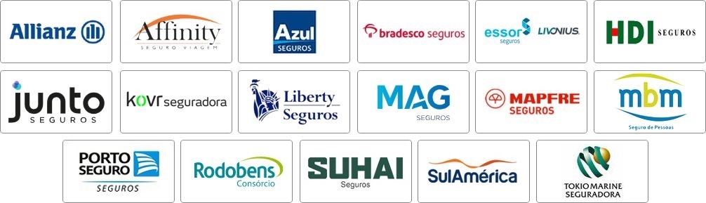 azul, bradesco, hdi, essor livonius, MAG Seguros, KOVR,liberty, mapfre, mbm, porto seguro, suhai, sulamerica, tokio